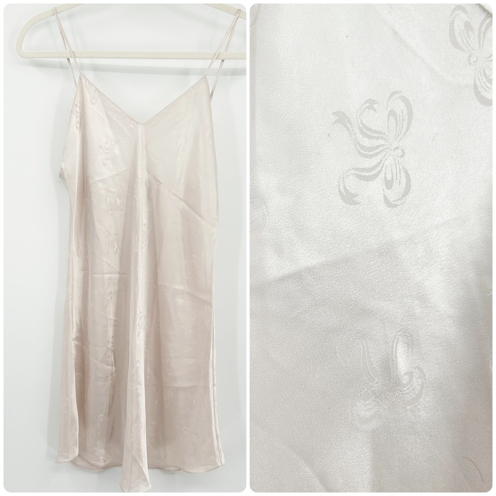 Laura Adams Vintage Coquette Lingerie Satin‎ Slip Dress Bows Size S Pastel Pink